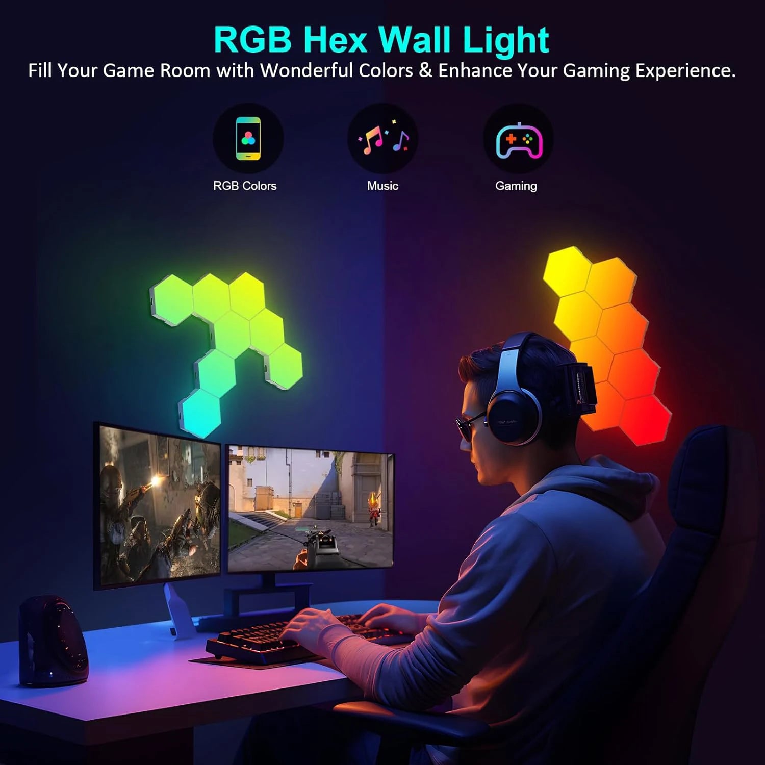 Hexagon RGB Modular Wall Lights